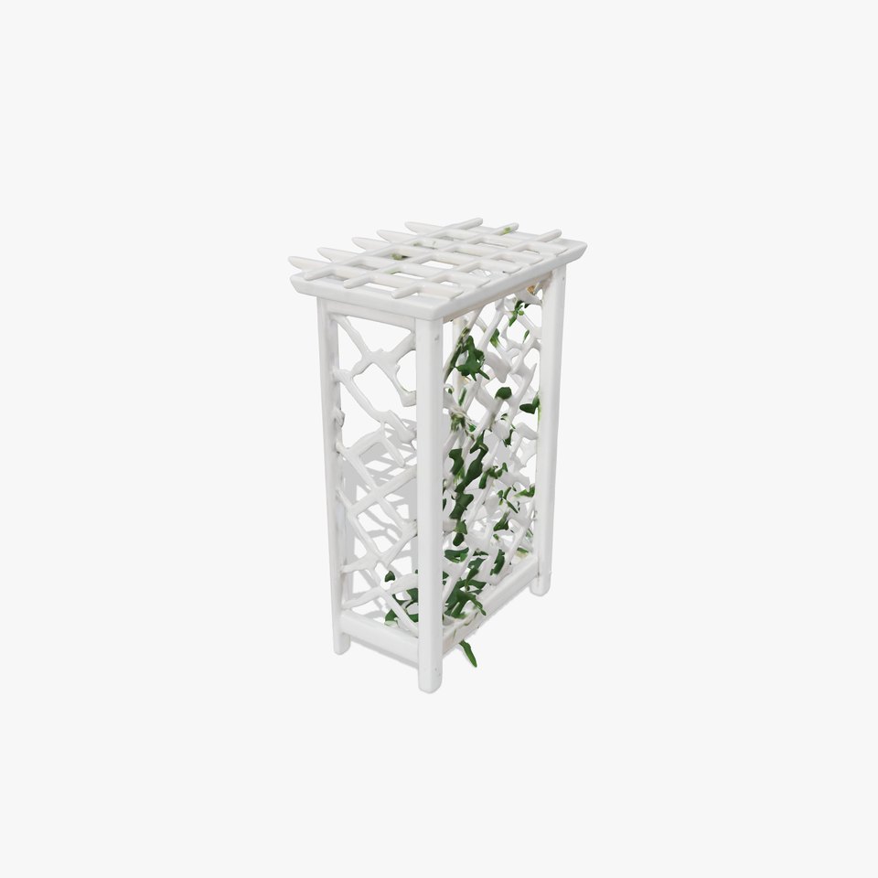 Wooden Planter Trellis with Vines Model Pack